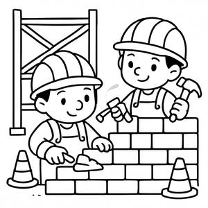 Pagina da Colorare di Lavoratori Edili