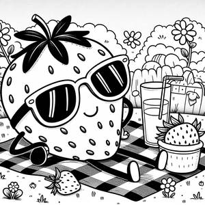 Page à Colorier de Fraises Cool