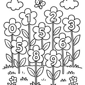 Malvorlage Zählende Blumen