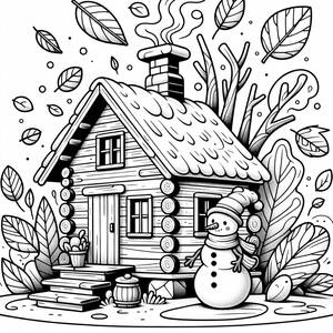 Pagina da Colorare della Cabina Accogliente