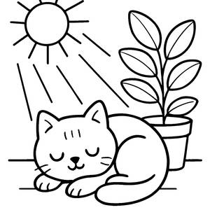 Gemütliche Katze Schlafend Malvorlage