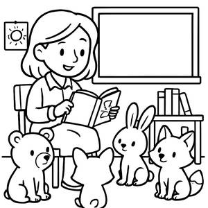 Cozy Classroom Storytime Coloring Page