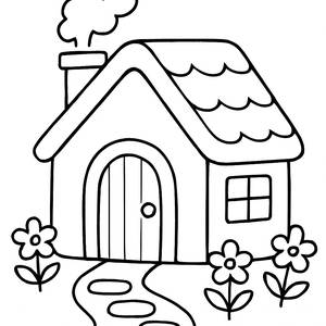 Pagina da Colorare di un Cottage Accogliente