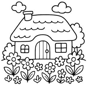 Página para Colorear de una Acogedora Cabaña