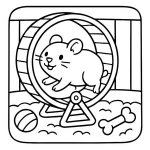 Hamster am Rad Ausmalbild