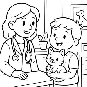 Cozy Vet Clinic Coloring Page
