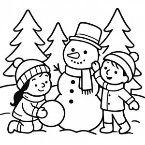 Cozy Winter Scene Coloring Page