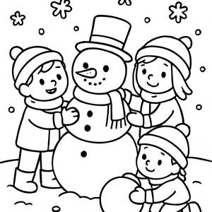 Pagina da Colorare di una Confortevole Scena Invernale