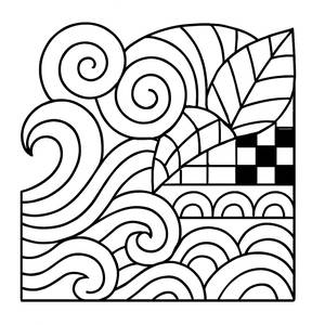 Pagina da Colorare Zentangle con Onde e Spirali Creative