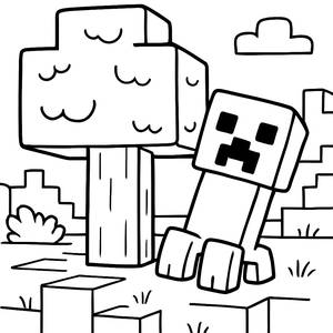Page à Colorier Creeper : Peek-a-Boo dans Minecraft