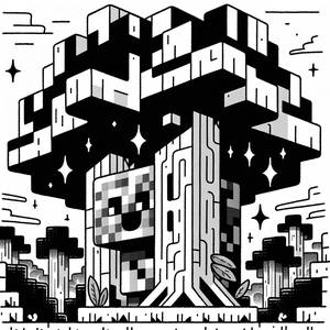 Page à Colorier: Creeper dans la Forêt