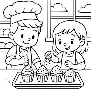 Cupcake Decorating Fun Coloring Page