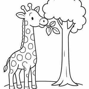 Раскраска Любопытной Жирафы
