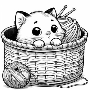 Ausmalbild eines Neugierigen Kätzchens