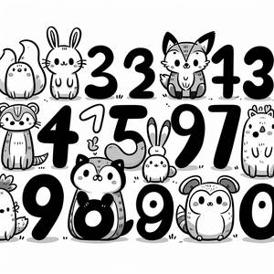 Page à Colorier Nombres avec des Animaux Mignons