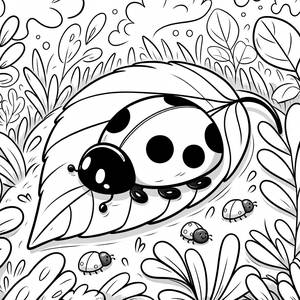 Niedliche Marienkäfer Malvorlage für Kinder