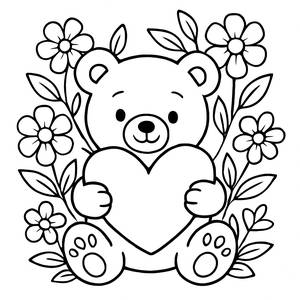 Cute Teddy Bear Valentine's Day Coloring Page