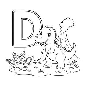 Letter D Coloring Page: D Is for Dinosaur