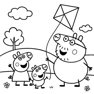 Daddy Pig's Kite Adventure Coloring Page