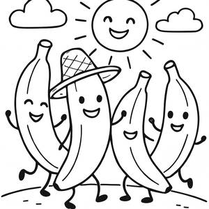 Dancing Bananas Coloring Page