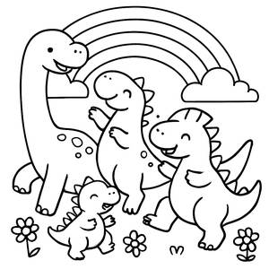 Pagina da Colorare di Dinosauri Ballanti