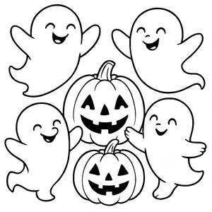 Page à Colorier de Fantômes Dansants pour Halloween