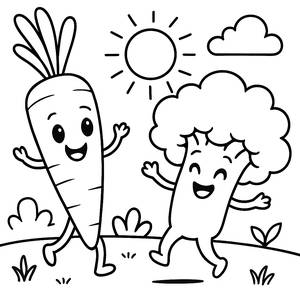 Página para Colorear de Verduras Bailarinas