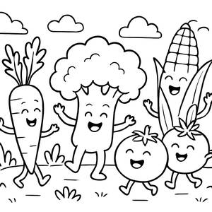 Раскраска Танцующих Овощей