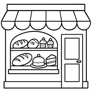 Раскраска Витрины Пекарни