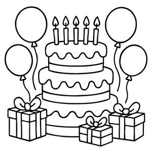 Delicious Birthday Cake Coloring Page
