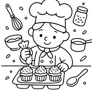 Página para Colorir do Chef Delicioso