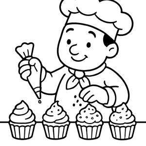 Página para Colorear de Decoración de Cupcakes Deliciosos