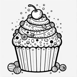 Delicious Giant Cupcake Coloring Page