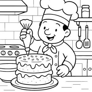 Malvorlage für einen Koch: Backe eine Riesentorte!