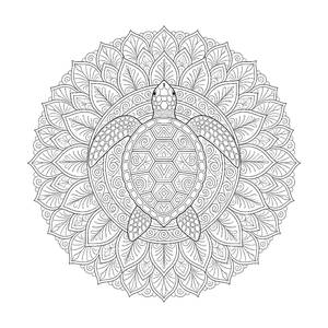 Detailed Sea Turtle Mandala Coloring Page