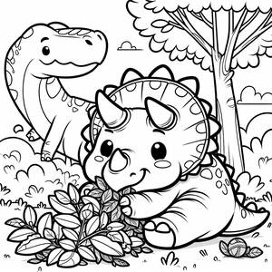 Pagina da Colorare: Dinosauri Felici