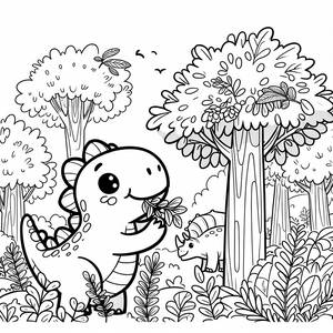 Pagina da Colorare di Dinosauri: Avventura del Brontosaurus e Triceratopo