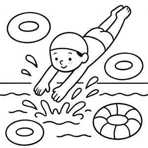 Dive into Fun: Free Printable Swimmer Coloring Page