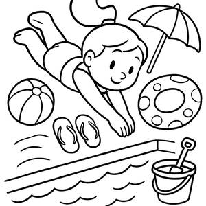 Plongez dans le Fun : Page à Colorier de Natation Gratuite