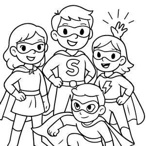 Dynamic Superhero Team Coloring Page