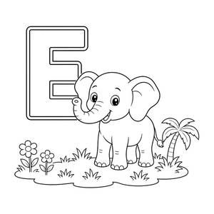 Letter E Coloring Page: E Is for Elephant