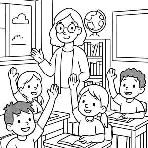 Página para Colorear Estudiantes Entusiastas