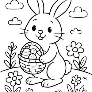 Easter Bunny Basket Coloring Page