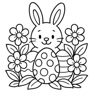 Osterhase Malvorlage: Versteckte Eier und Blühende Blumen