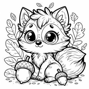 Página para Colorear de Eevee entre Hojas de Otoño