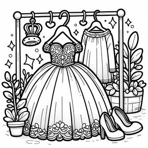 Page à Colorier de Robe Royale Élégante