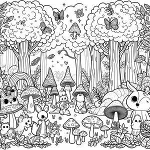 Pagina da Colorare della Foresta Incantata