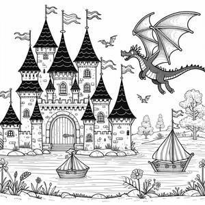 Pagina da Colorare di un Castello Incantato