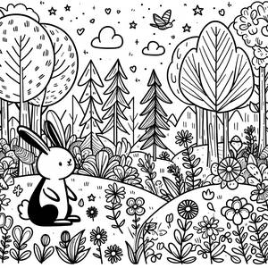 Page à Colorier de la Forêt Enchantée