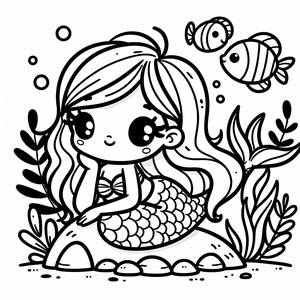 Pagina da Colorare Sirena Incantevole
